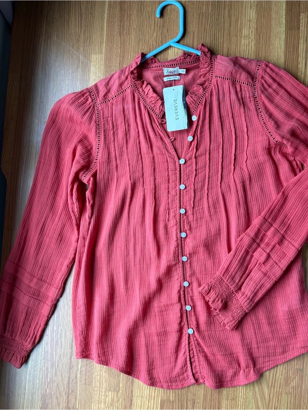 Faherty Women's Coral organic cotton Button-Front Ruffle Collar Blouse